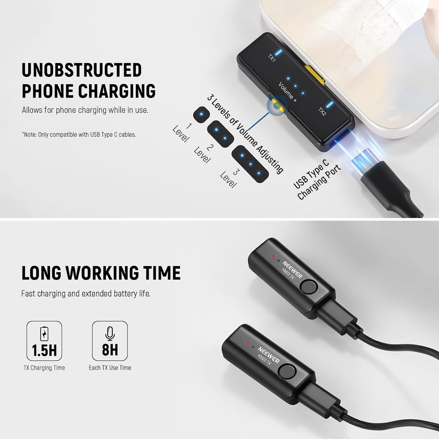 NEEWER Lavalier - Sistema de micrófono inalámbrico, 1 receptor USB...