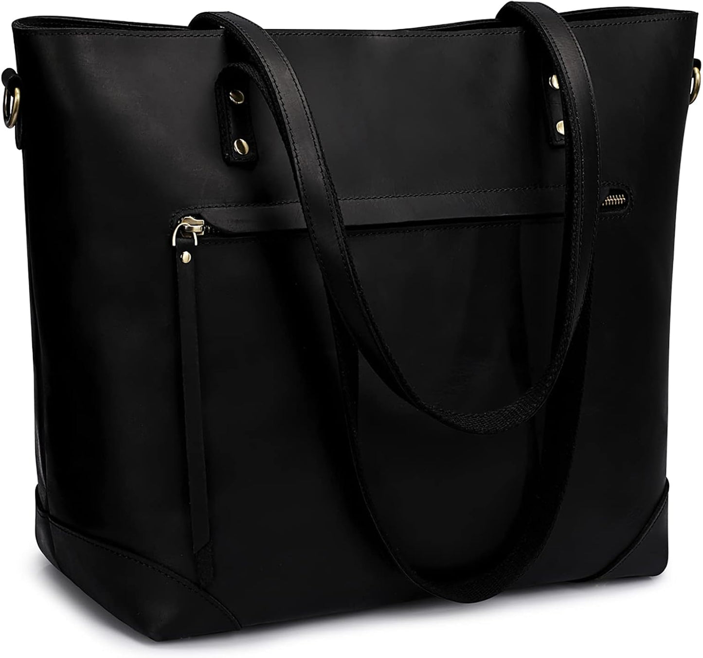 S-ZONE Bolso de hombro vintage de cuero genuino, bolsos de trabajo...
