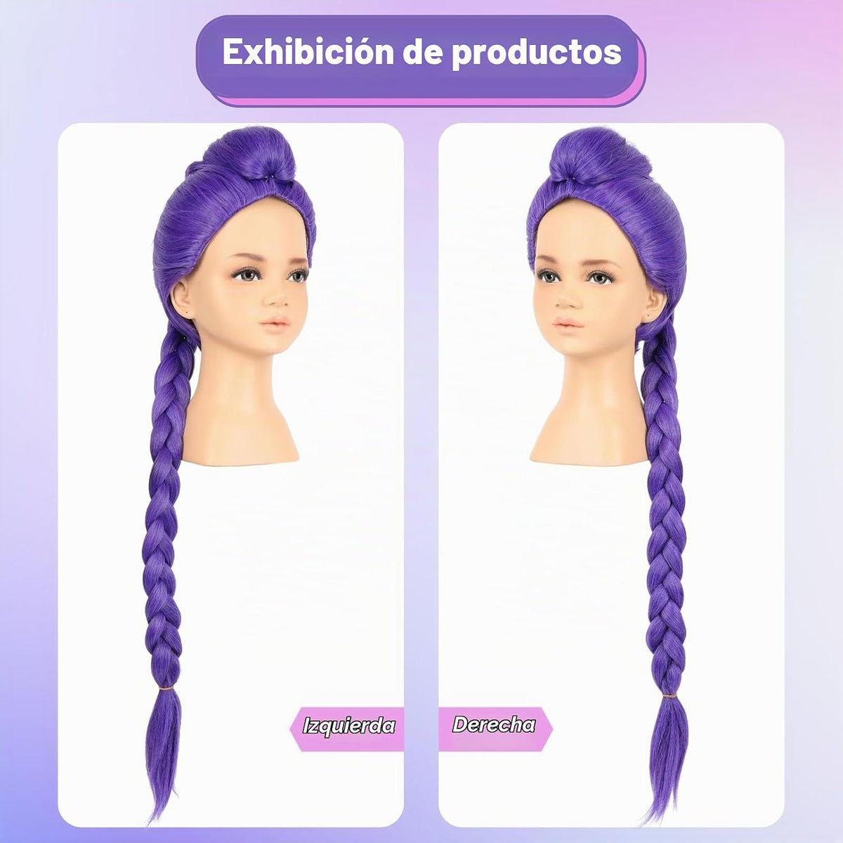 Morvally - Peluca de 33.5 pulgadas de color púrpura con trenza larg...