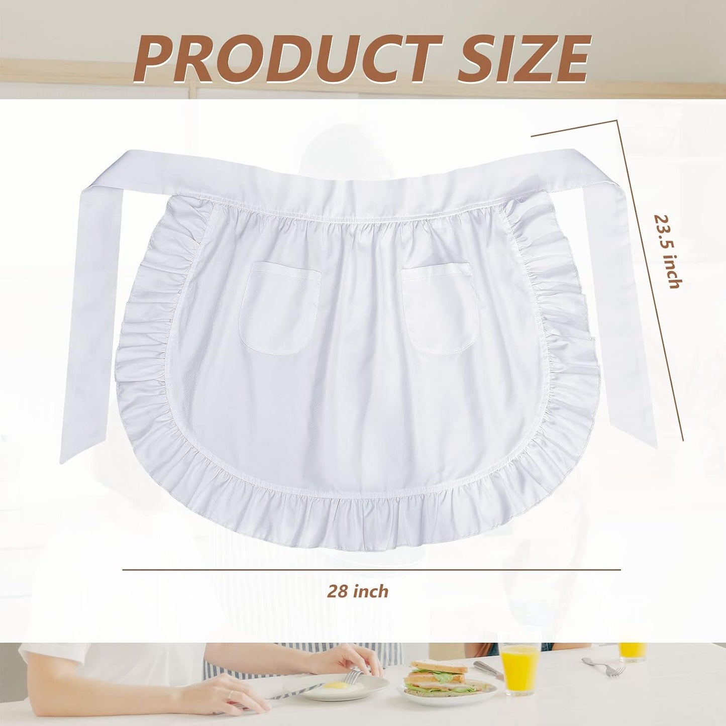 Hercicy Delantal de cintura a granel para mujer, mitad retro, delan...