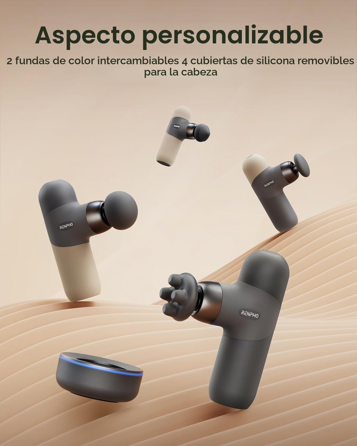 RENPHO Mini pistola de masaje térmica de lujo con calor, base de ca...