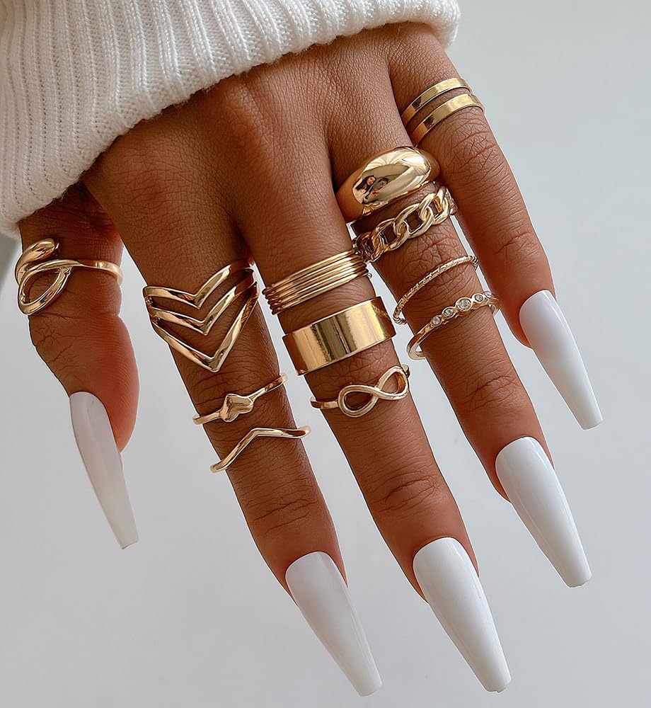 iF YOU Juego de 25 anillos dorados de nudillos para mujer, anillos...