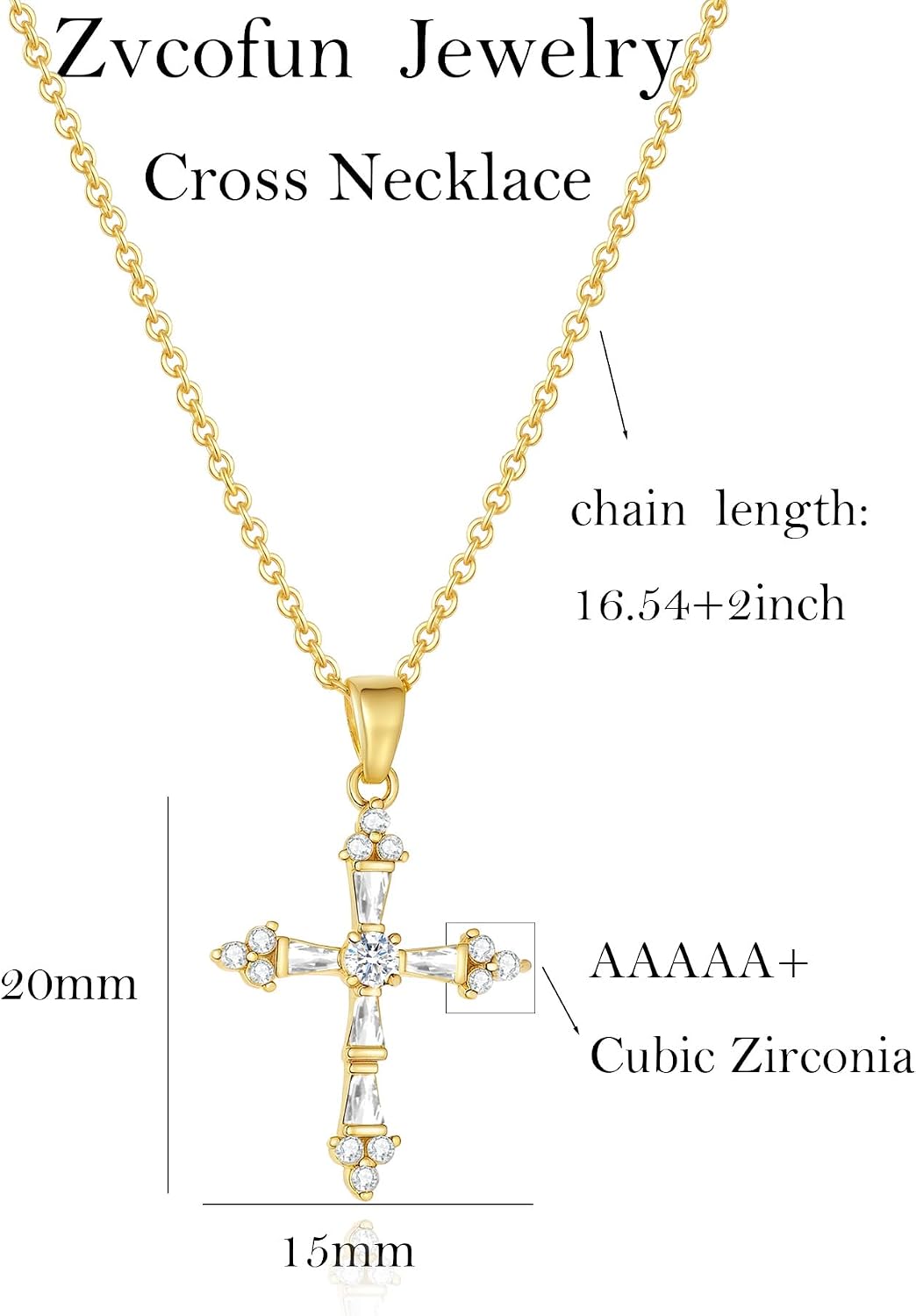 zvcofun Collar de cruz para mujer, delicado colgante de cruz chapad...