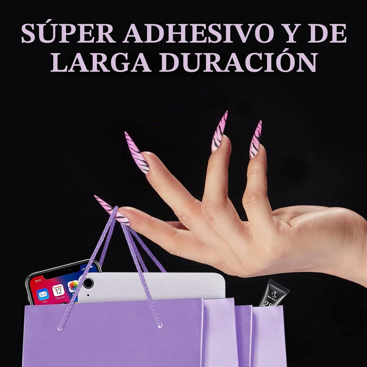BTArtbox - Pestañas adhesivas para uñas, 10 hojas, 15 tamaños para...