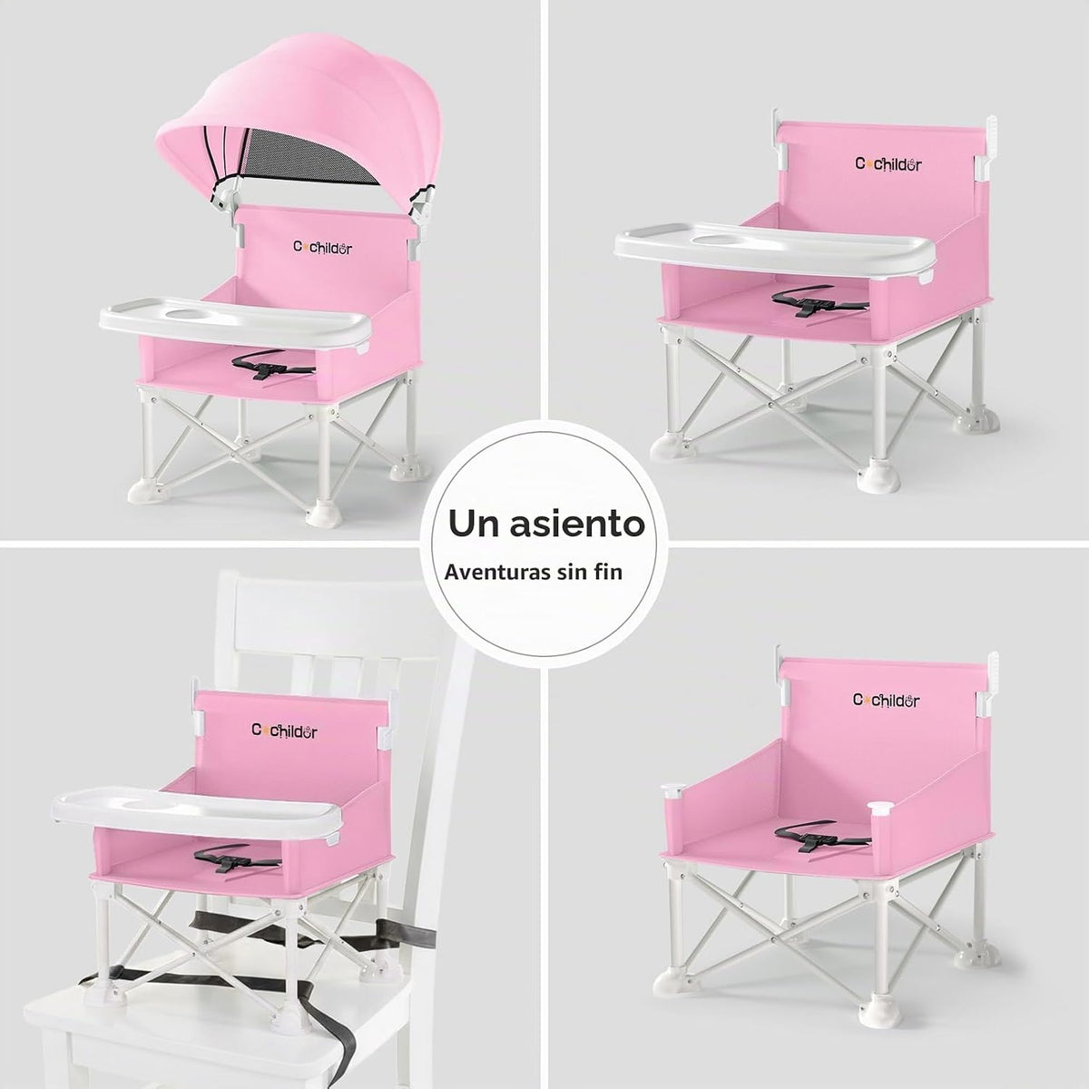 Cochildor Silla de bebé portátil 4 en 1, asiento elevador plegable...