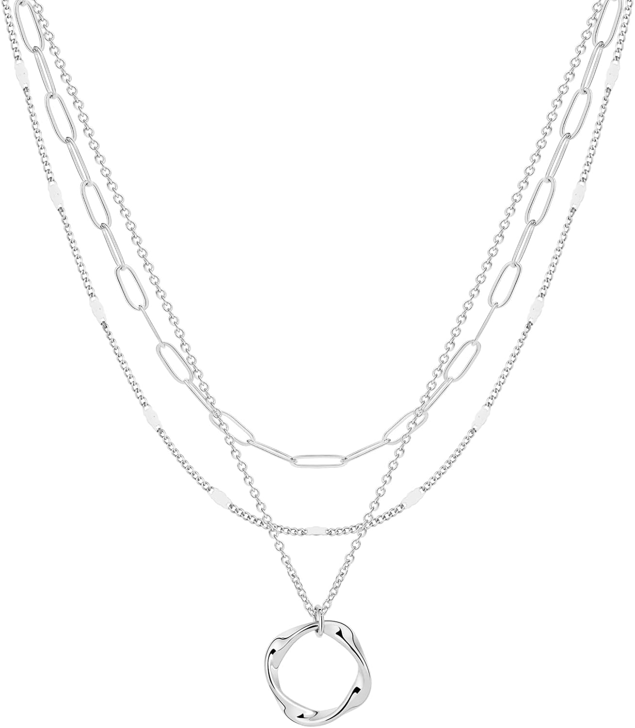CAROVO Collar en capas de oro\/plata para mujer, chapado en oro\/pl...