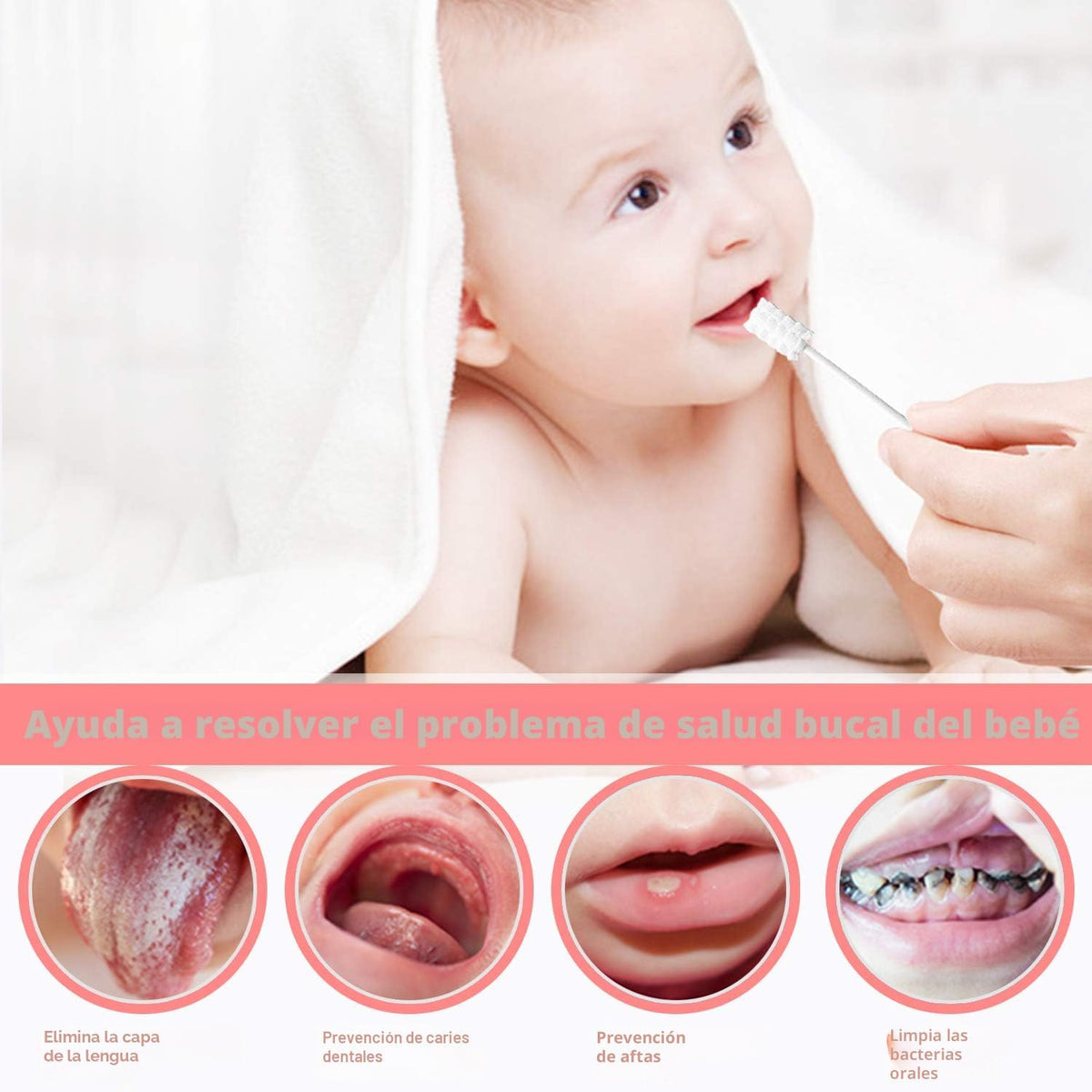 102 limpiadores de lengua para bebés, limpiador oral para bebés rec...