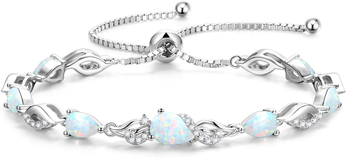 FANCIME Pulsera de piedra natal para mujer Pulsera de tenis ajustab...