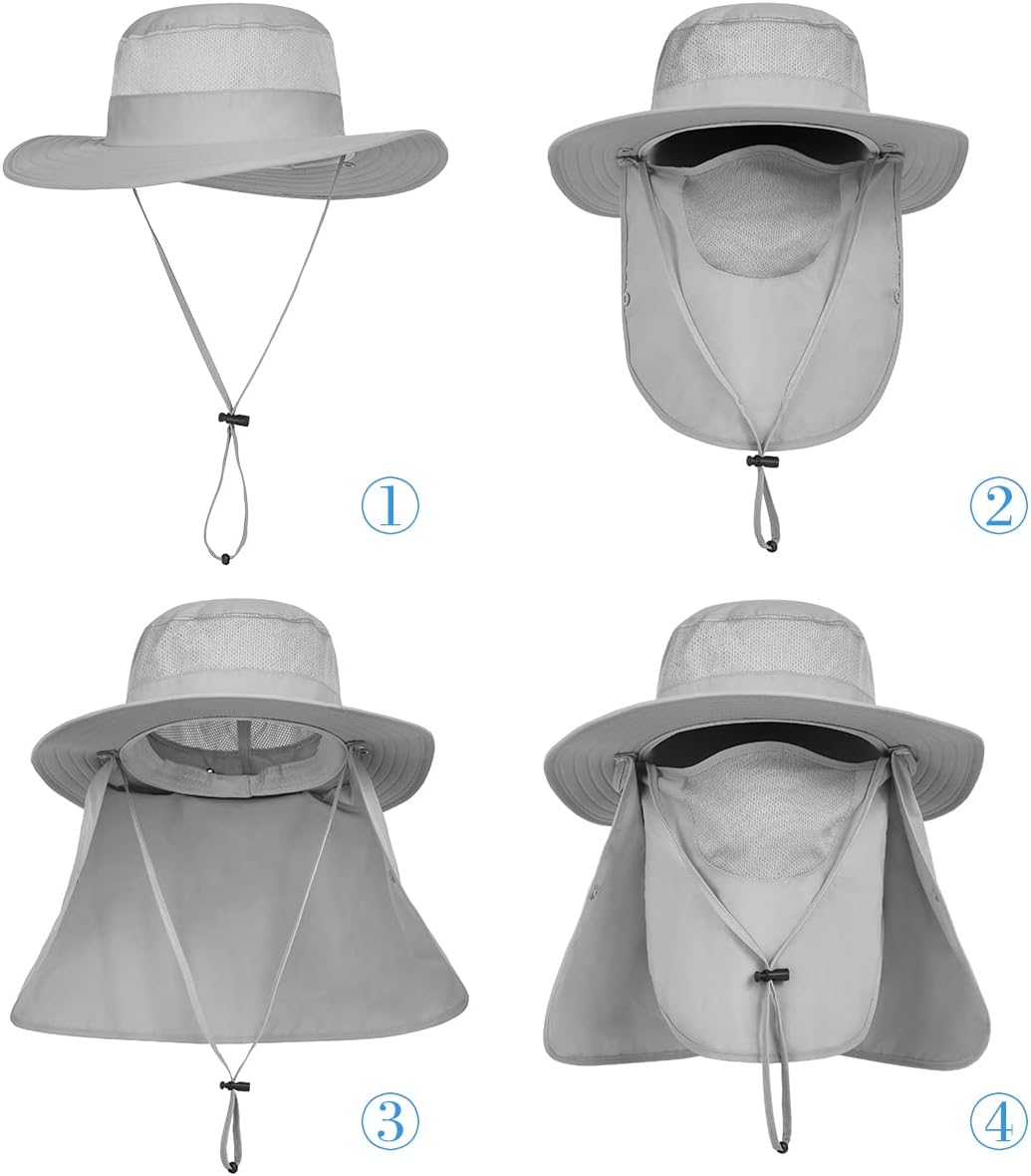 Paquete de 3 sombreros de pesca de ala ancha para hombre, protecció...