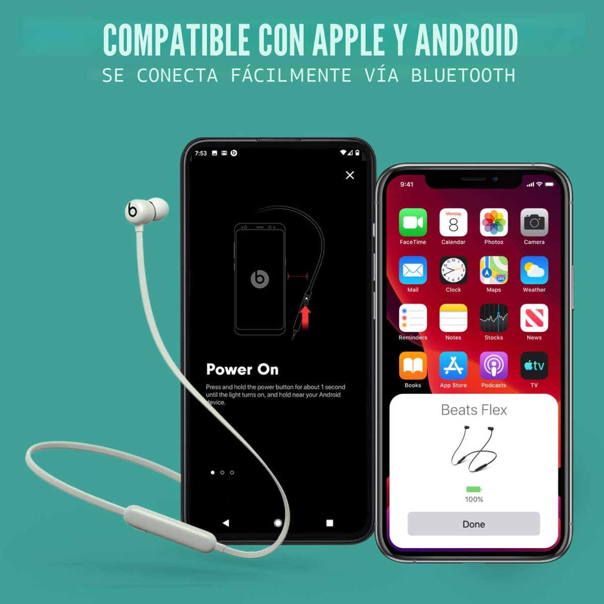 Beats Flex Auriculares inalámbricos - Chip de auriculares Apple W1,...
