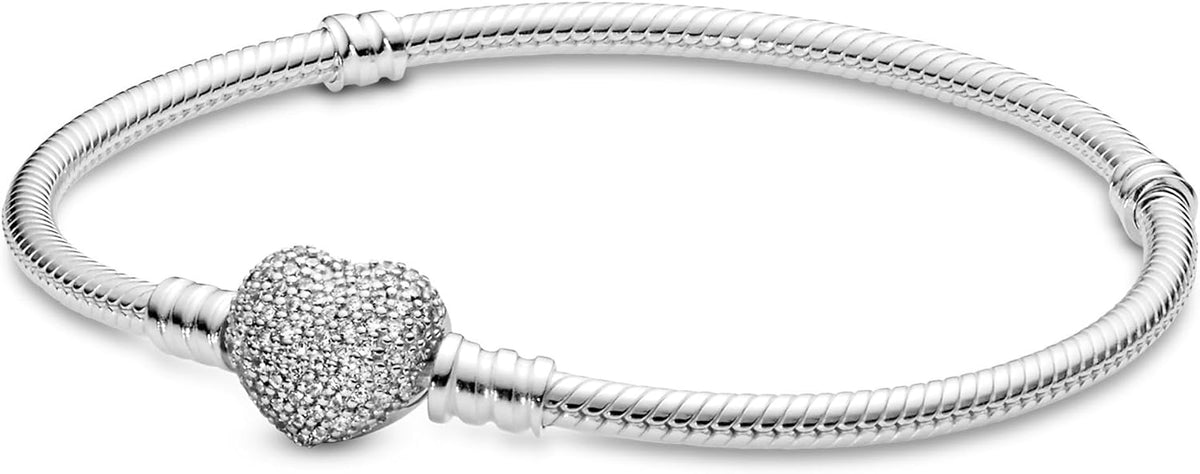 Pulsera de cadena de serpiente con cierre de corazón brillante de P...