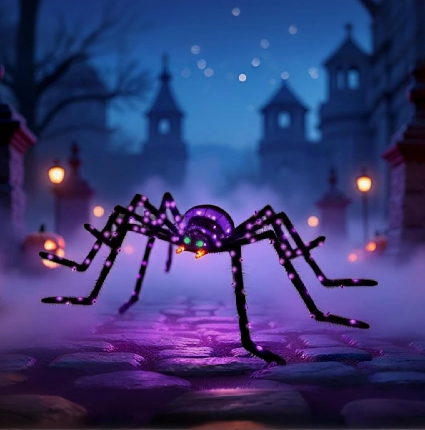 Araña gigante de 6.8 pies, decoración de Halloween para exteriores,...