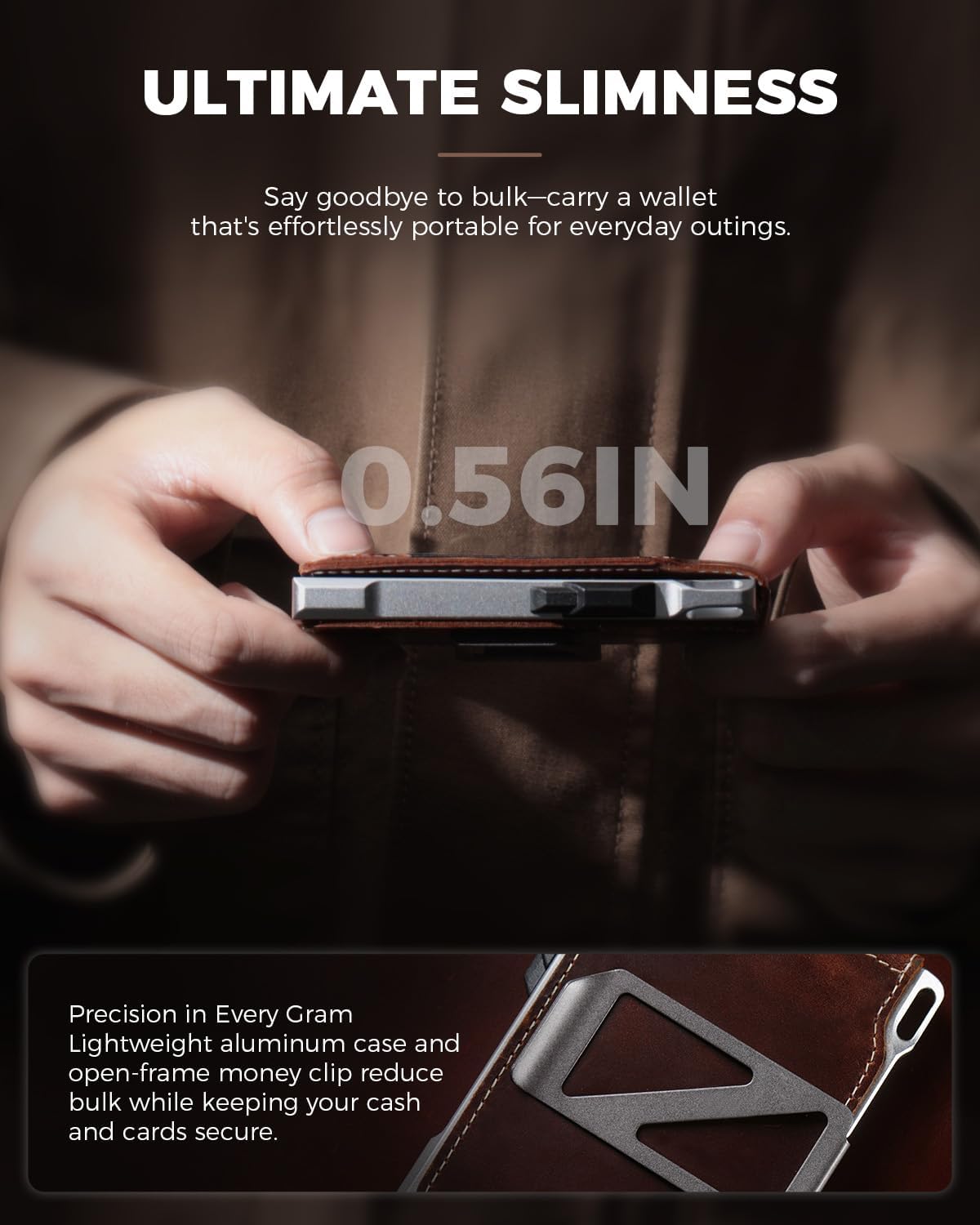 LORZOR Cartera táctica de piel auténtica para hombre, tarjetero des...