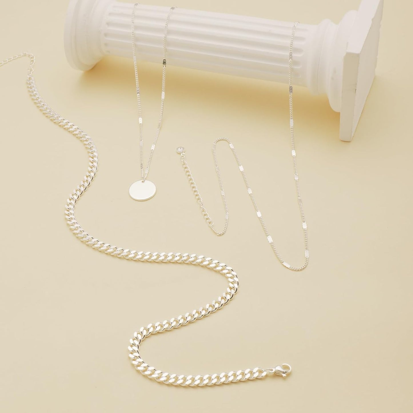 Cuzmly - Collares en capas de plata para mujer, conjunto de collare...