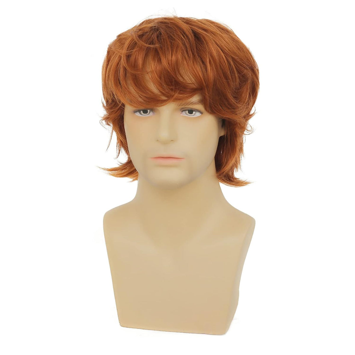 Wiwige Peluca de color naranja para hombre, peluca sintética de cap...