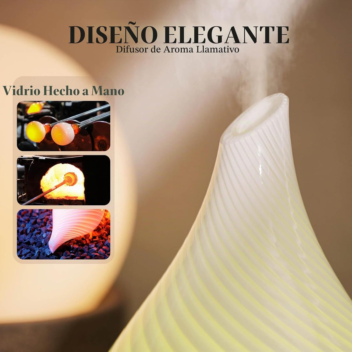 Porseme - Difusor de aceite esencial de 150 ml, vidrio, cambia de c...