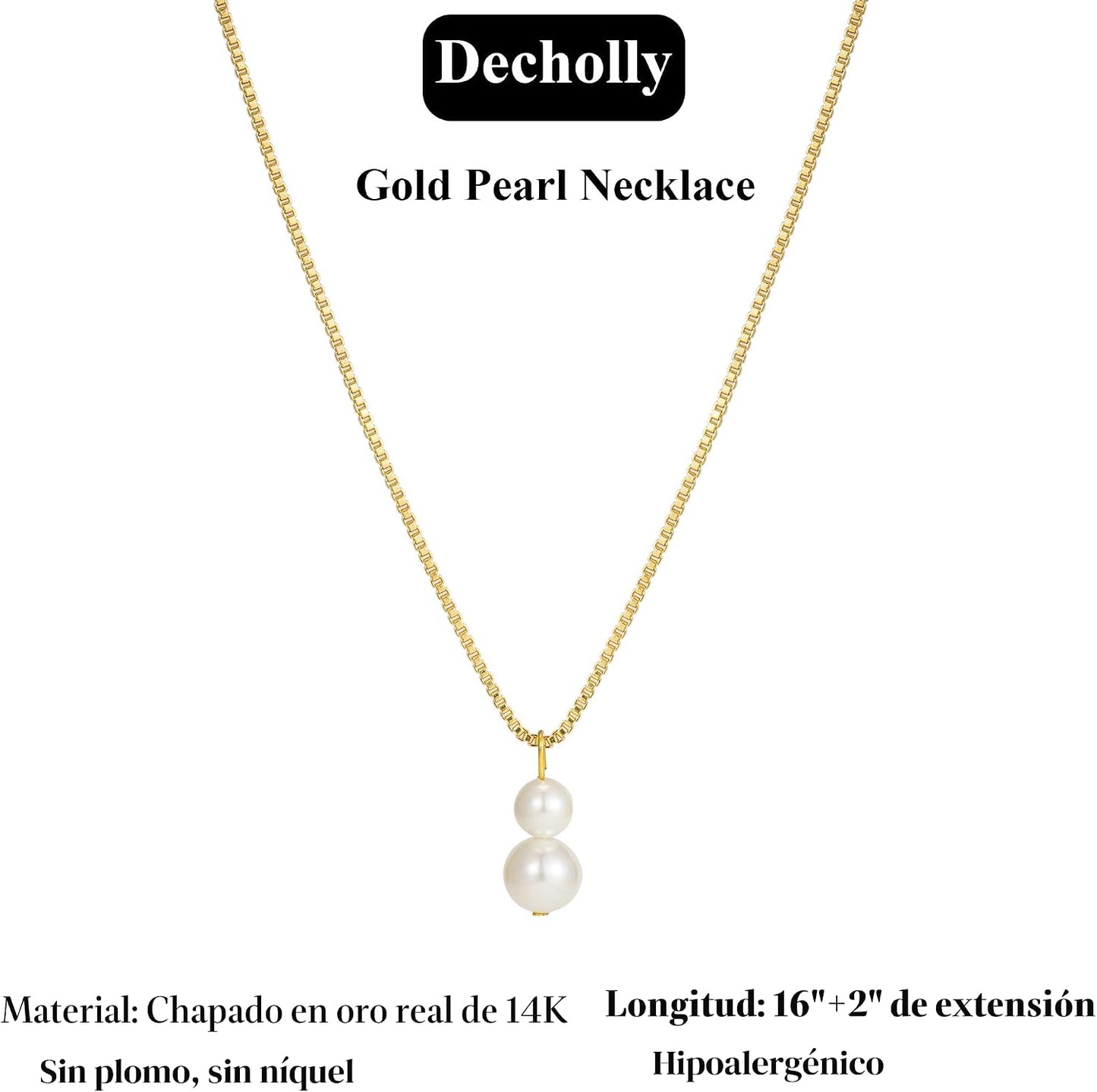 Decholly - Collares de perlas doradas para mujer, a la moda. Collar...