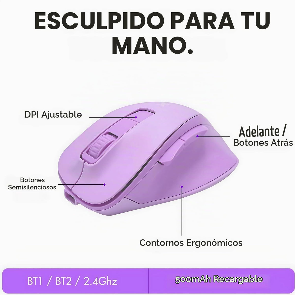 X9 Combo inalámbrico de teclado y ratón ergonómico púrpura - Escrib...