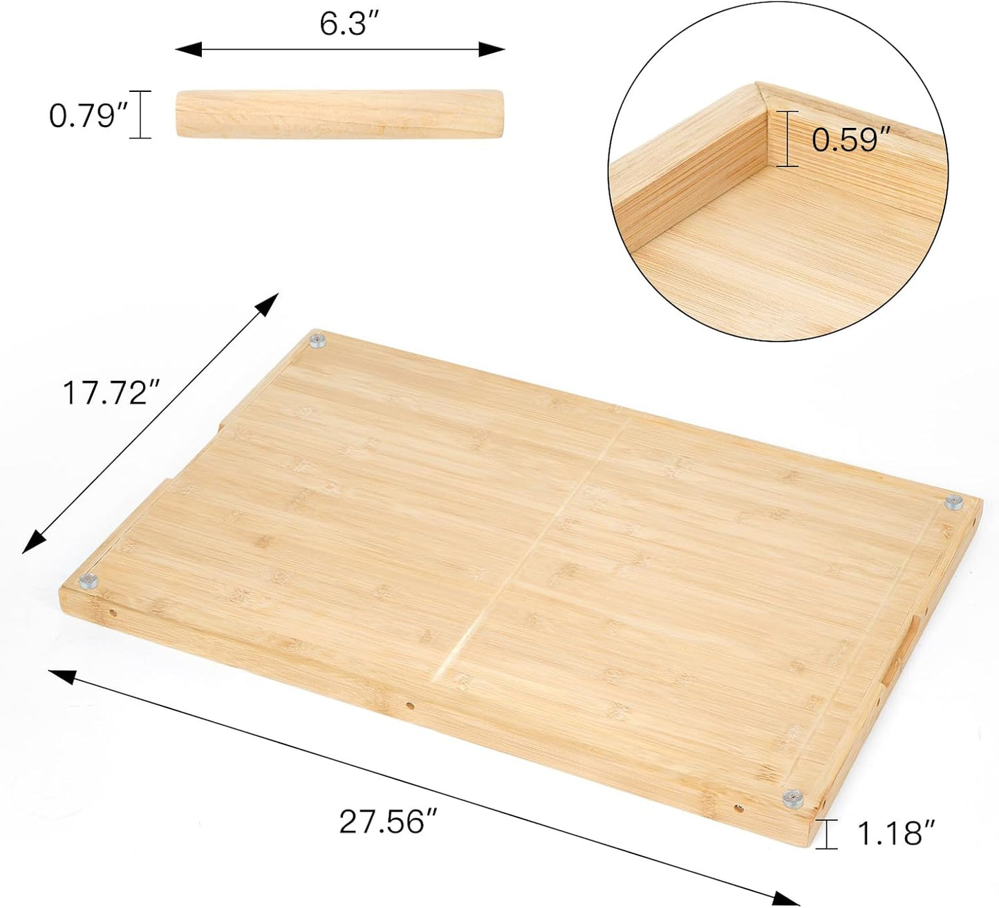 Tabla de cortar de bambú de doble cara de 28 x 18 pulgadas con ranu...