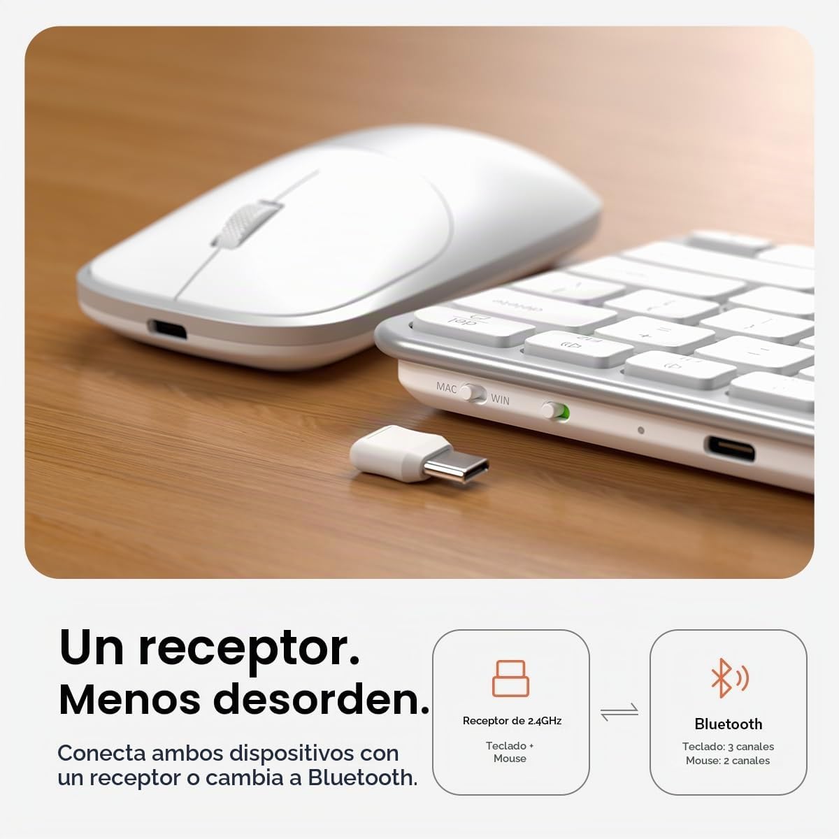 Satechi Combo de teclado y mouse inalámbricos, Slim CEX1 con empare...