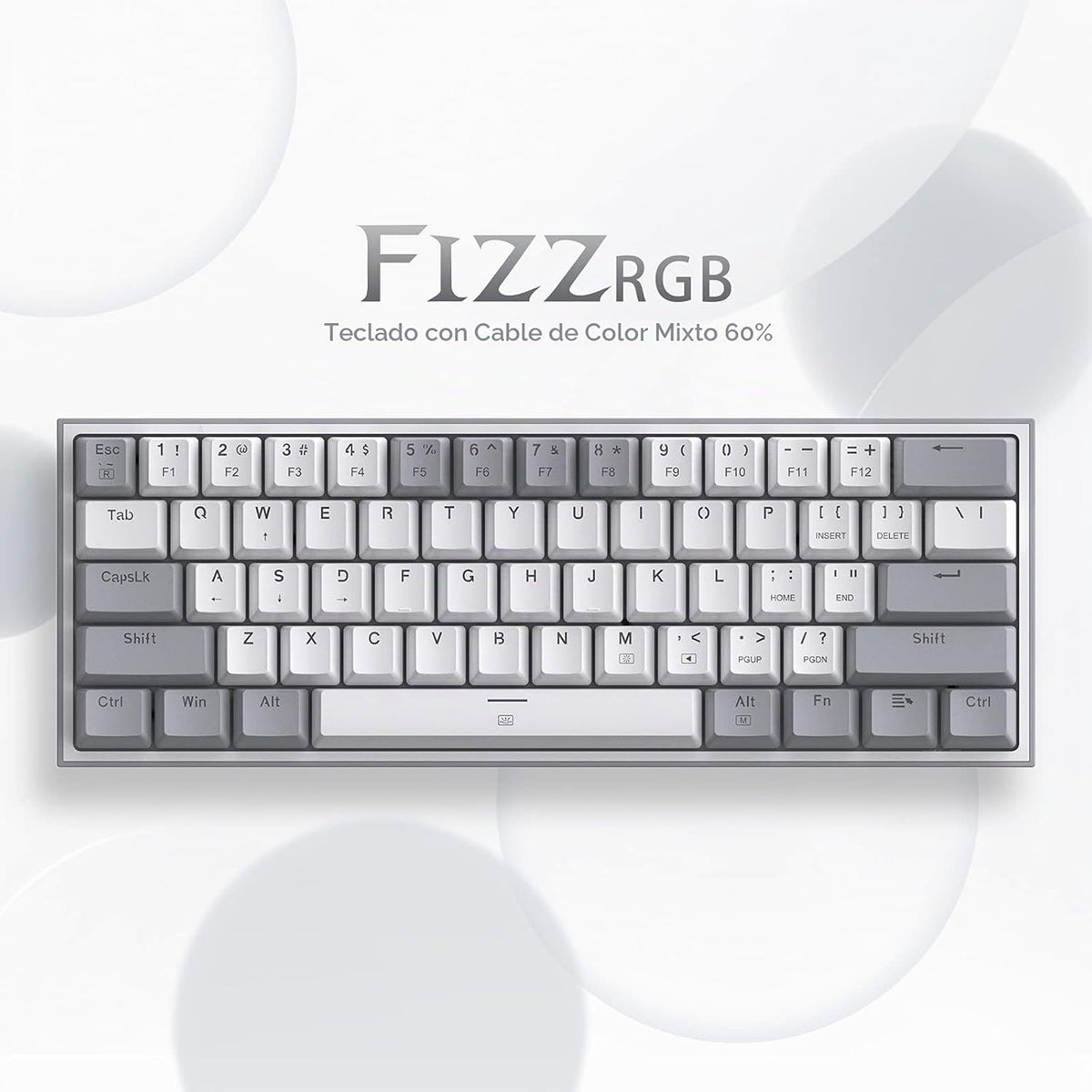 Redragon K617 Fizz - Teclado con cable para juegos RGB 60%, teclado...