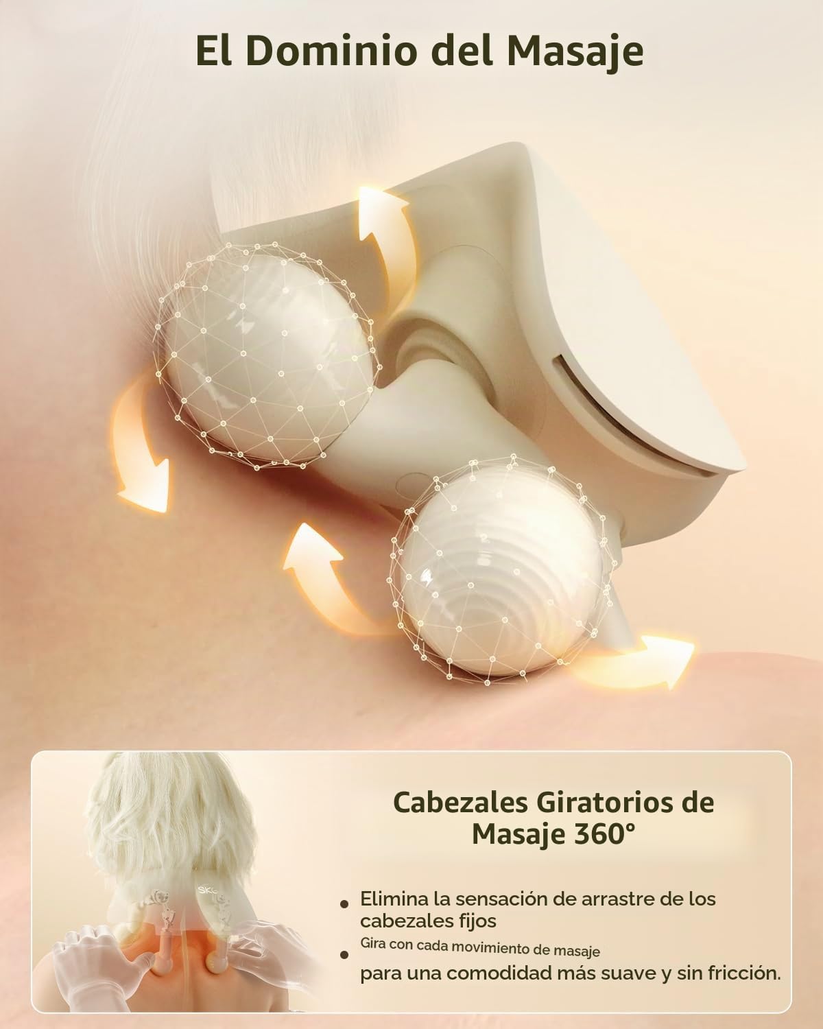 SKG HS500 FSA - Masajeador de cuello inalámbrico con calor para ali...