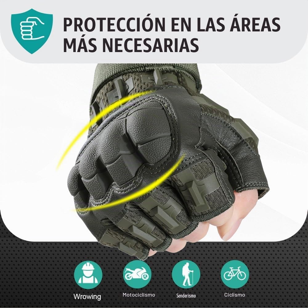 WTACTFUL Guantes tácticos sin dedos para hombres y mujeres, palma r...