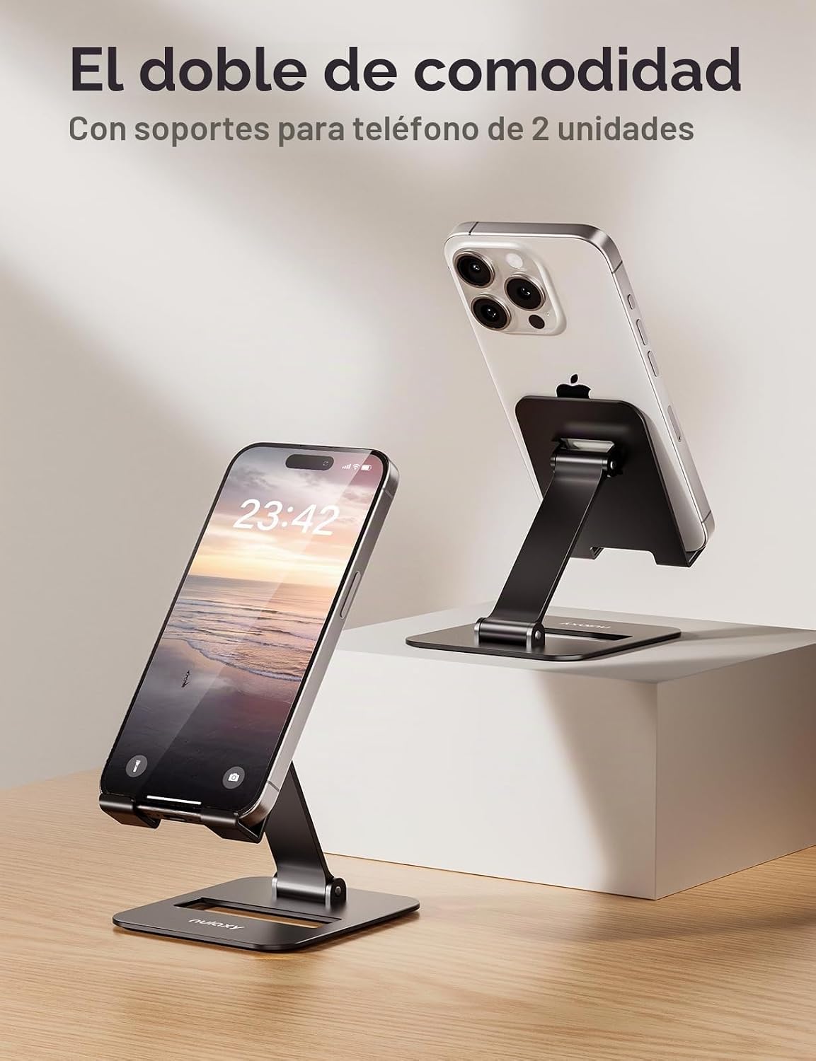 Nulaxy Paquete de 2 Soportes Plegables Duales para Teléfono Celular...
