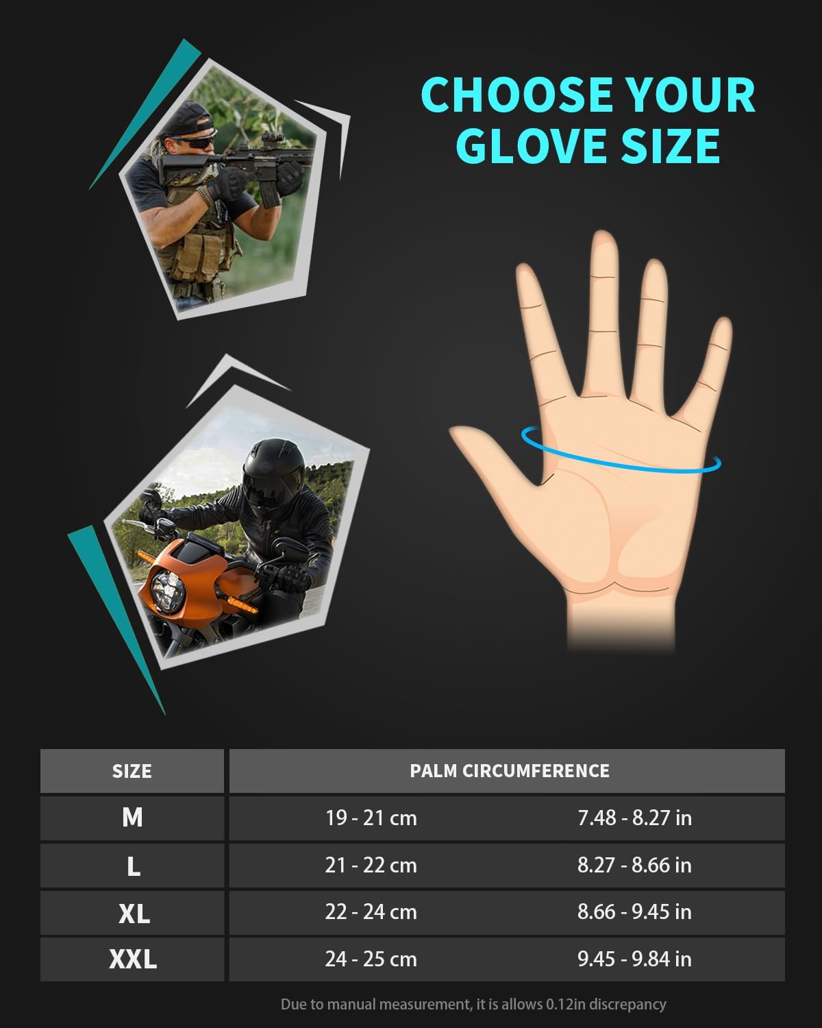 Liovoras Guantes tácticos para hombres, guantes de tiro y motocicle...