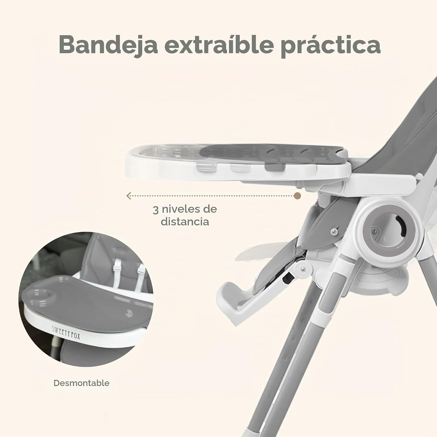 Silla alta para bebé ajustable a 7 alturas diferentes - Sillas alta...