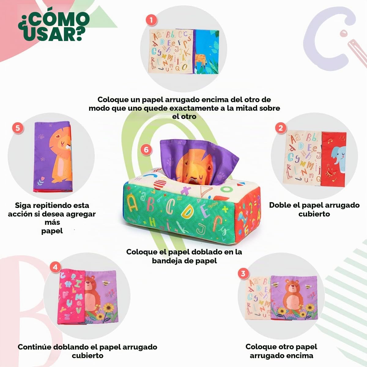 URMYWO Caja de pañuelos para bebé, juguetes Montessori para bebés d...
