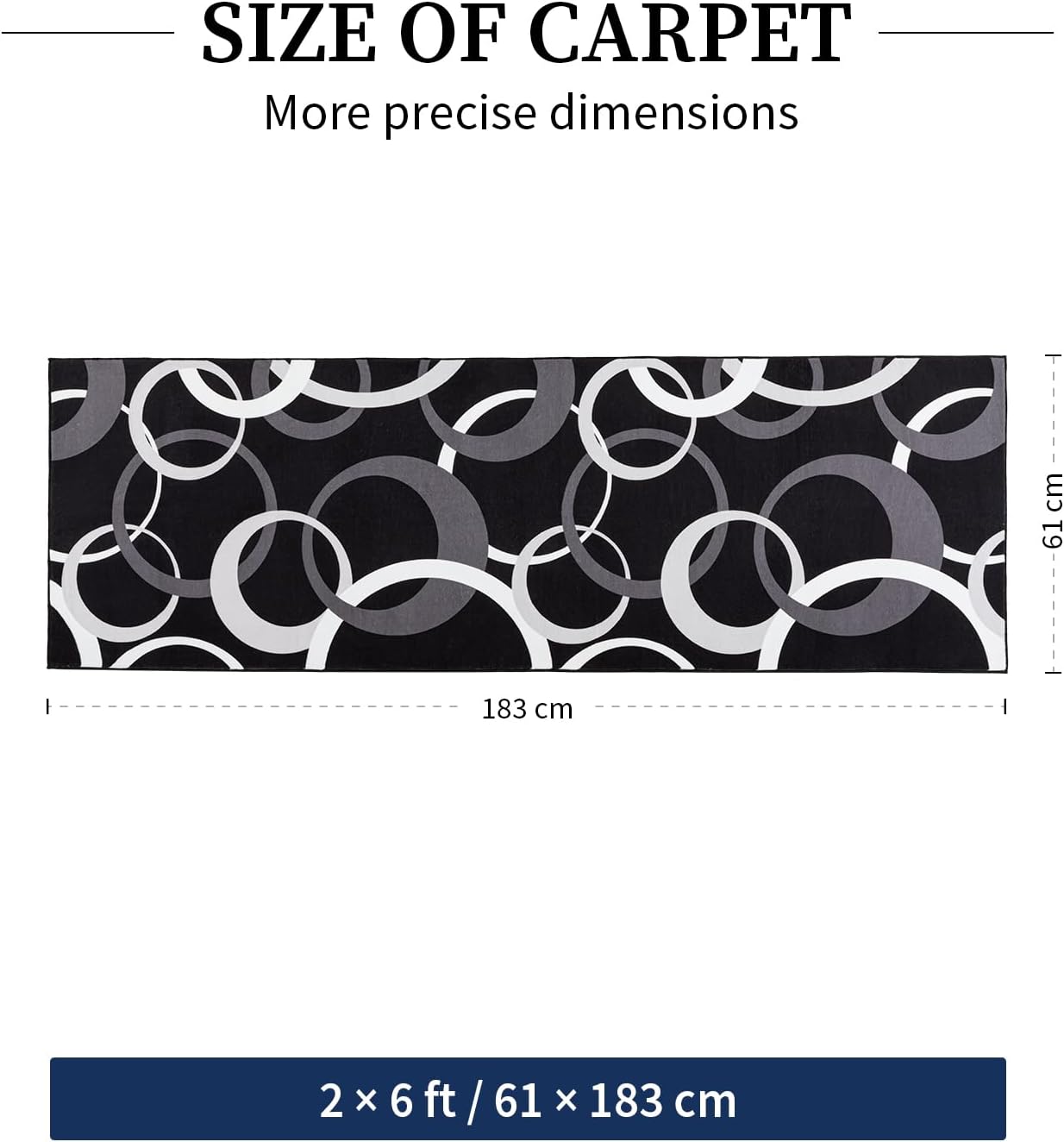 YIHOUSE Alfombra de pasillo de cocina de 2 x 6 pies, antideslizante...