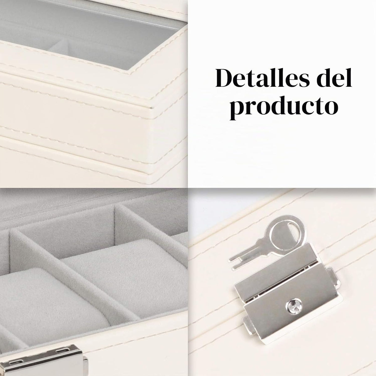 NEX Caja de reloj, caja organizadora de reloj de cuero con 6 ranura...