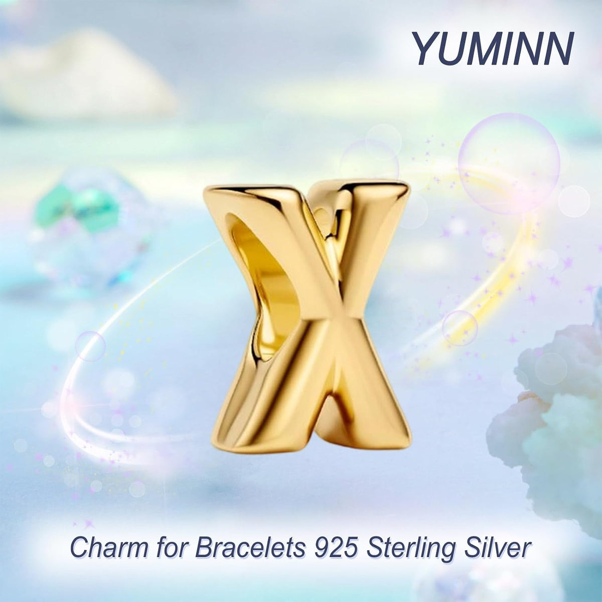 YUMINN Dijes dorados de la A a la Z para pulseras de plata esterlin...