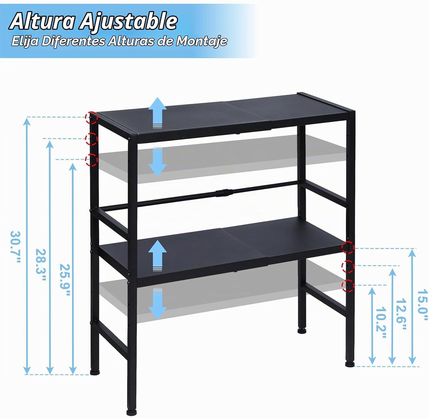 Estantes de almacenamiento de metal expandibles de 2 niveles, estan...