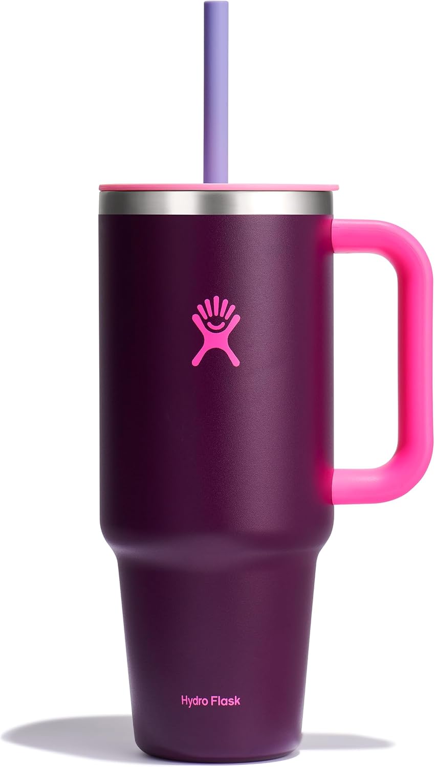 Hydro Flask Vaso de viaje de 40 onzas con asa, tapa y pajita - Acer...