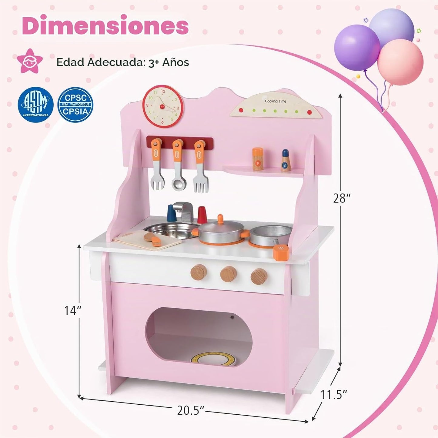 HONEY JOY Juego de cocina para niños pequeños, juego de cocina de m...