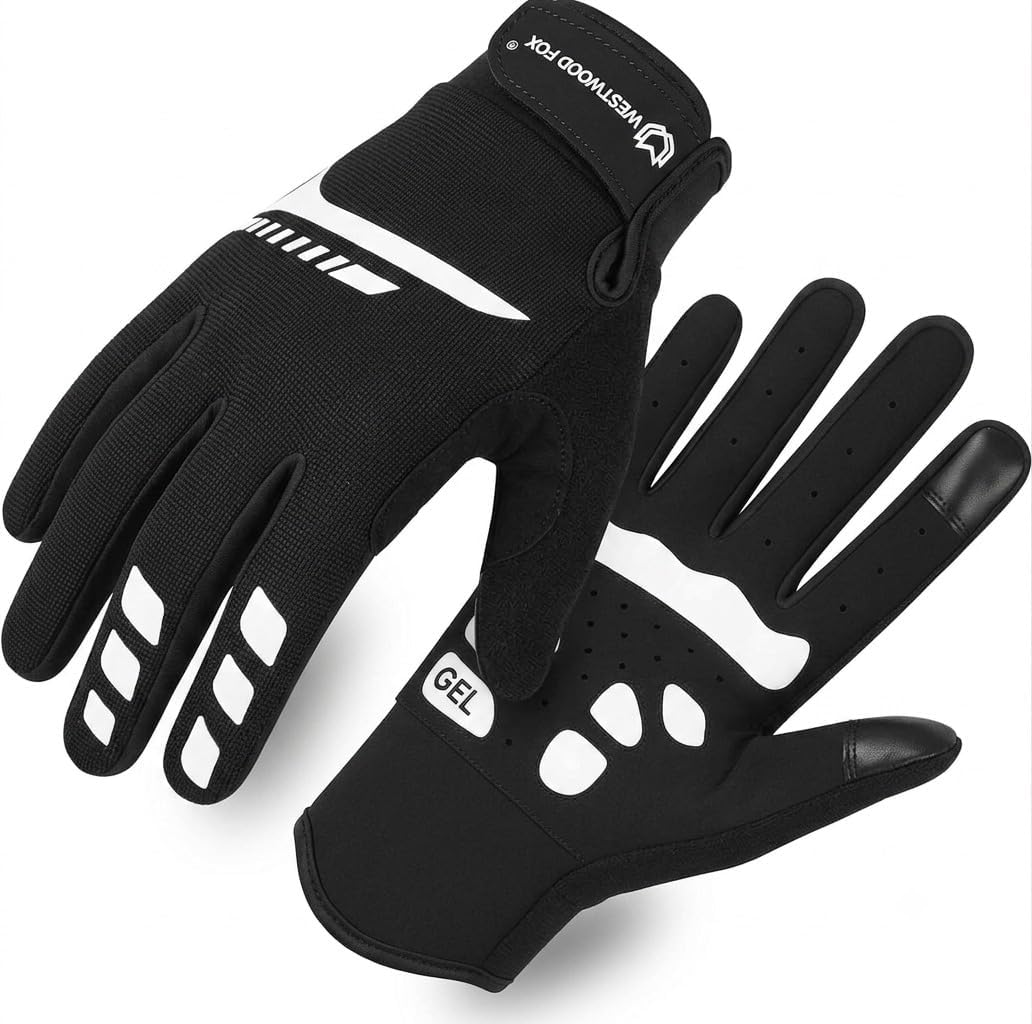 WESTWOOD FOX Guantes de ciclismo para hombres y mujeres, dedo compl...