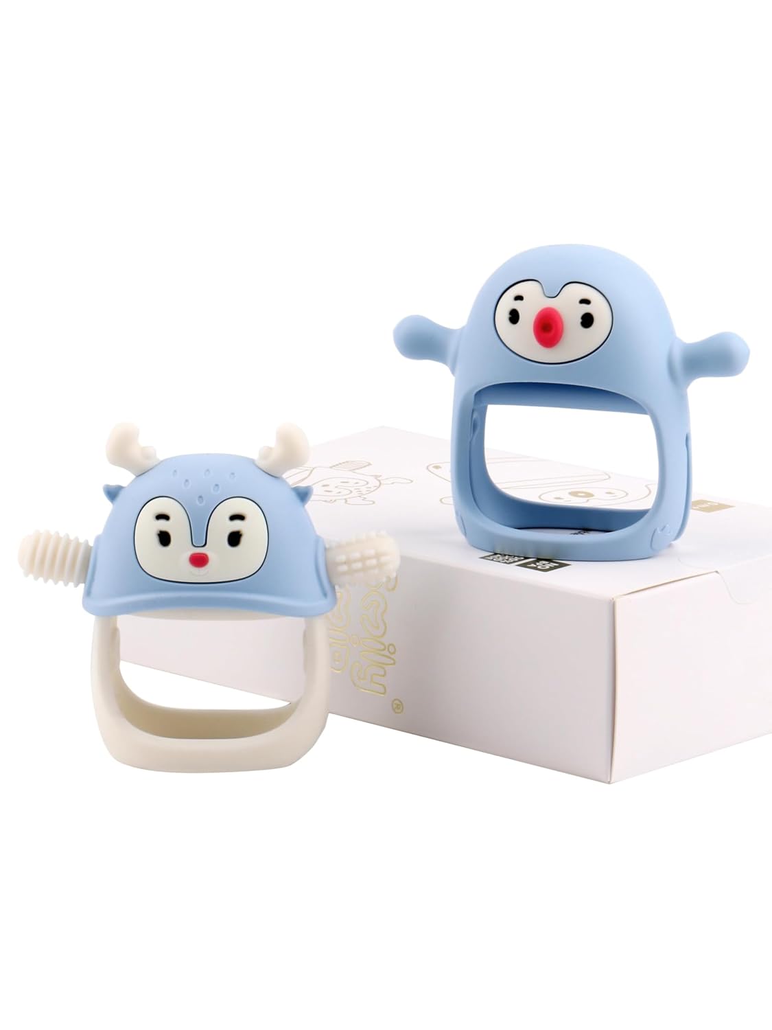 Smily Mia Paquete de 2 juguetes de dentición para bebés de 0-6 6-12...