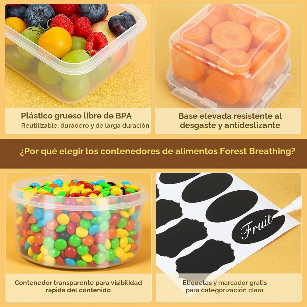 50 PIEZAS Envases de almacenamiento de alimentos más gruesos con ta...