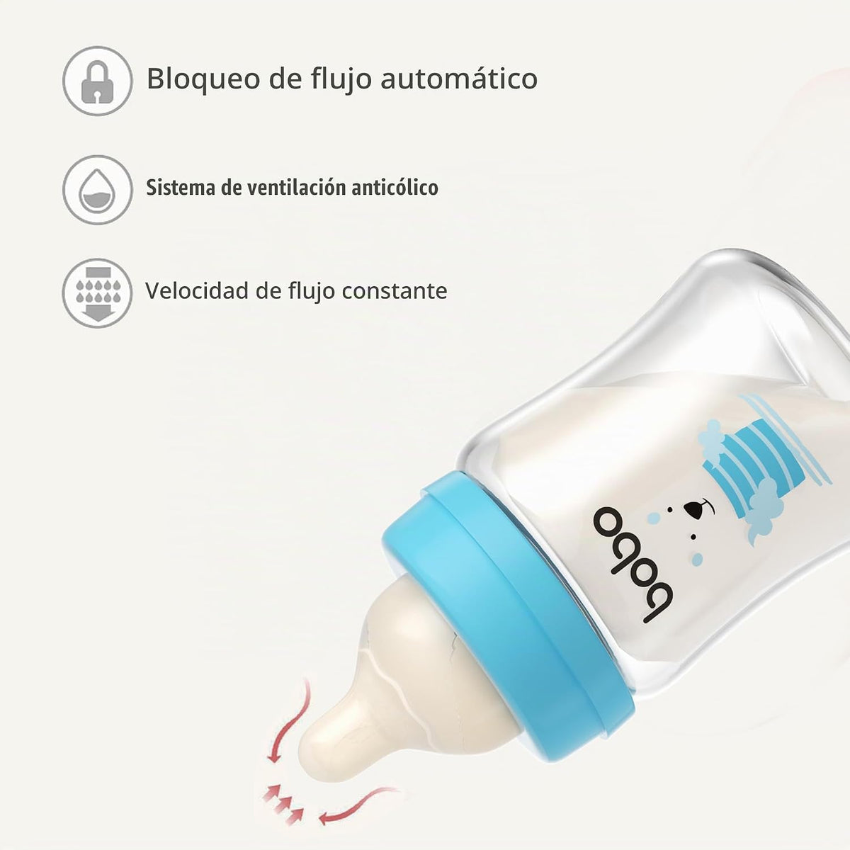 YOHKOH Biberones de vidrio para bebé con tetina de flujo lento, bib...
