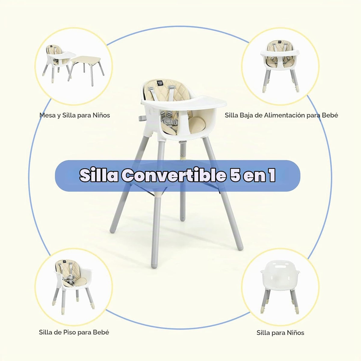HONEY JOY Silla alta 5 en 1 convertible, silla alta para bebés y ni...