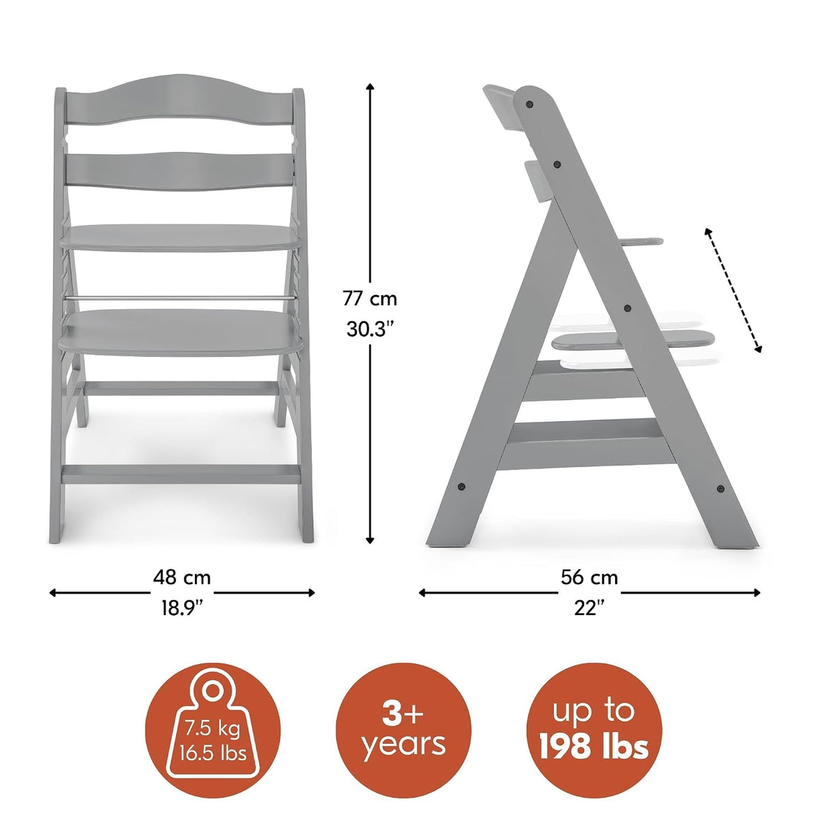 hauck Alpha+ Grow Along Silla Alta Ajustable de Madera tipo Booster...