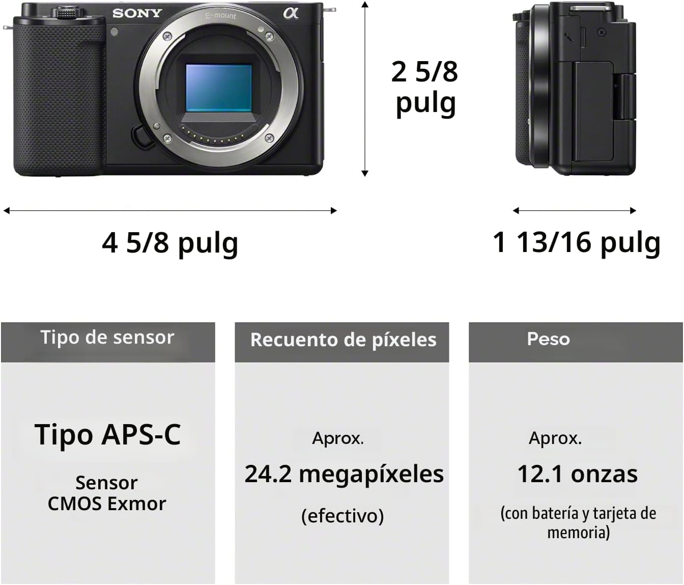 Sony Alpha ZV-E10 - APS-C - Cámara con lente intercambiable, sin es...