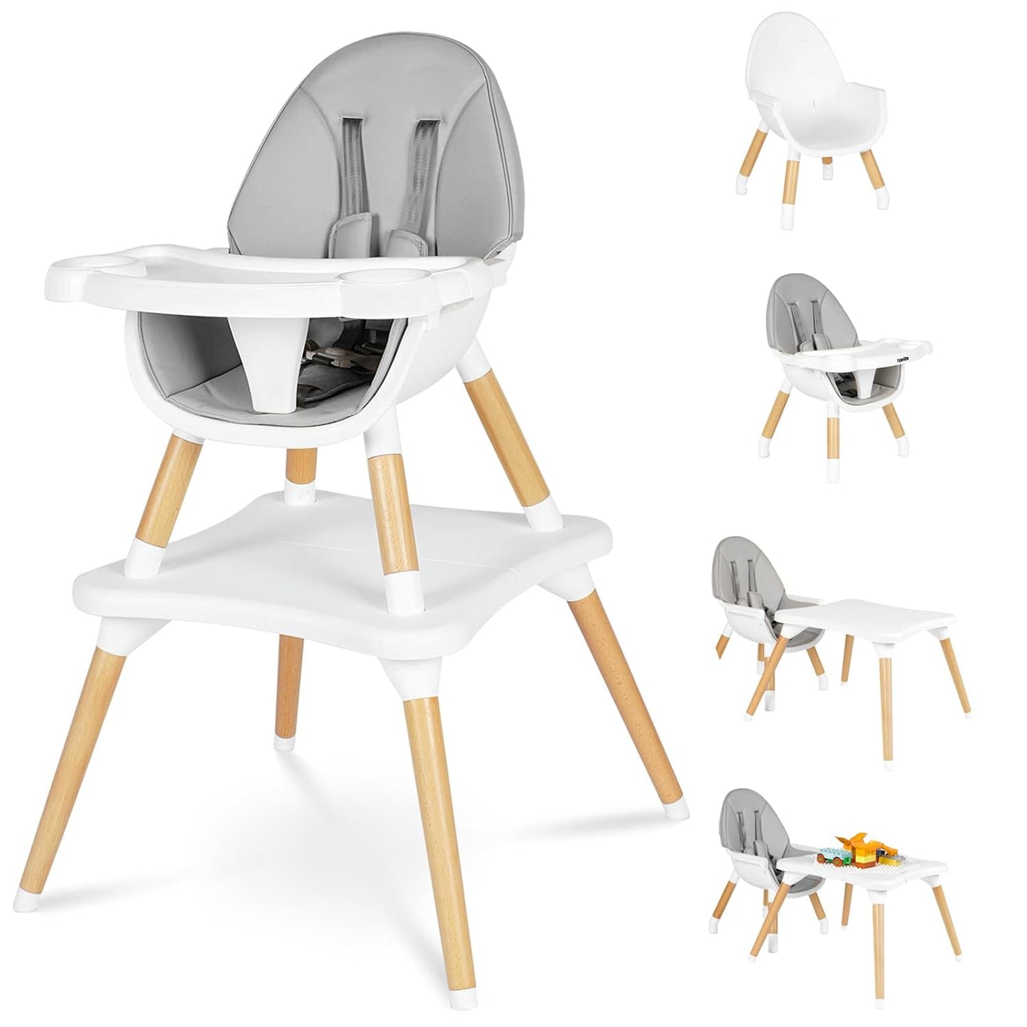 Silla alta 6 en 1 para bebés y niños pequeños, silla alta convertib...