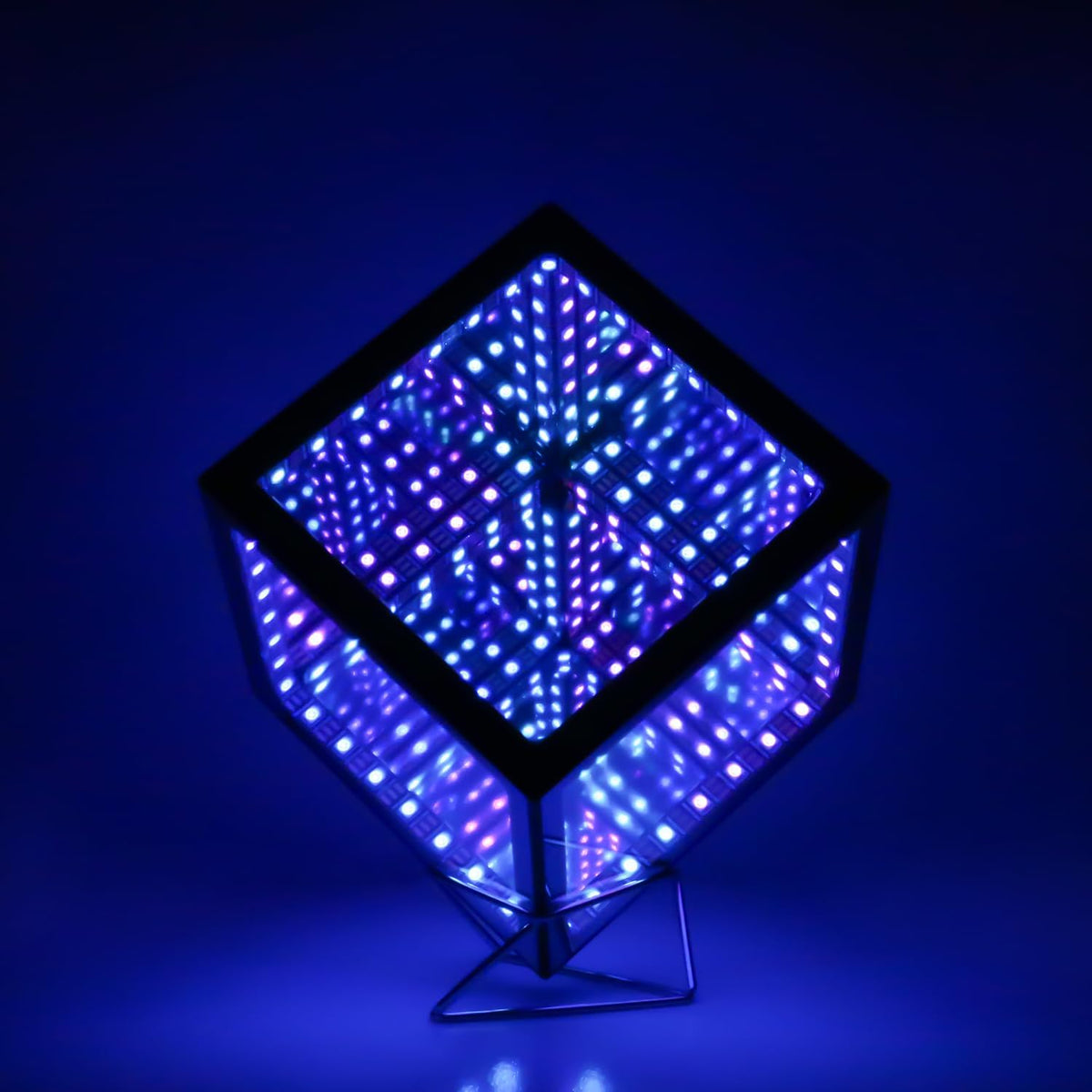 Heepulor Infinity Mirror Hyper Cube - Lámpara de mesa, luz de humor...