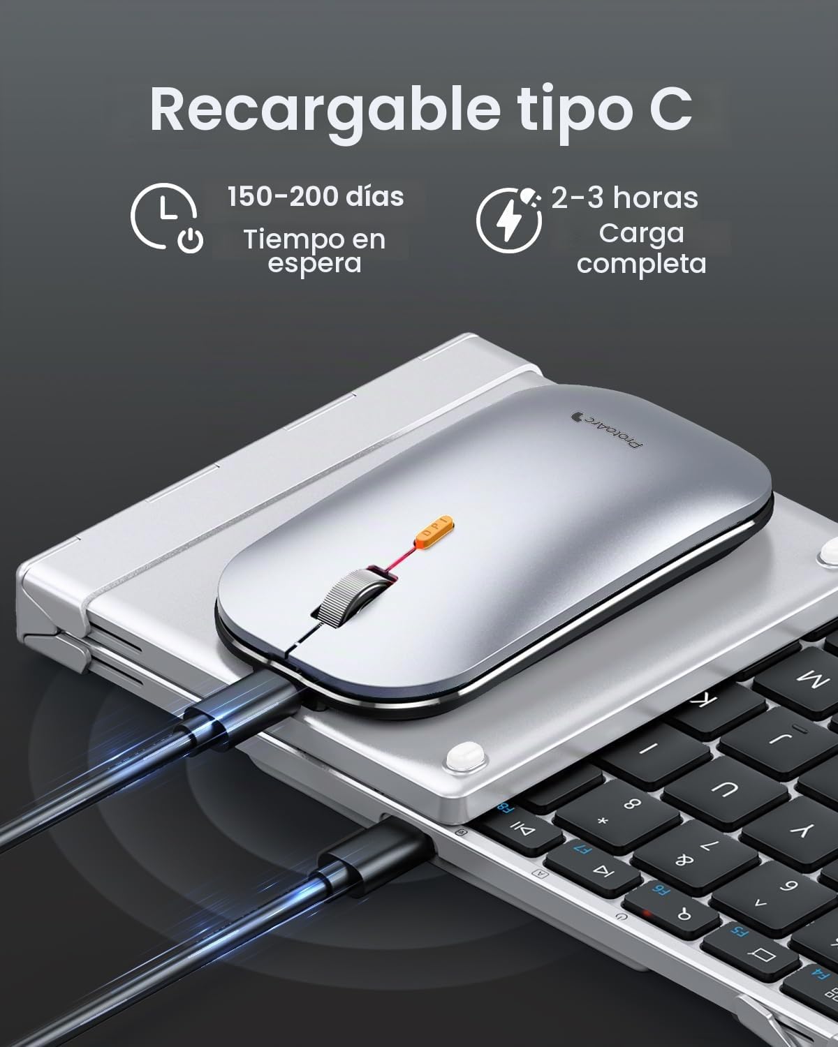 ProtoArc XKM01 - Teclado y mouse plegables, teclado inalámbrico ple...