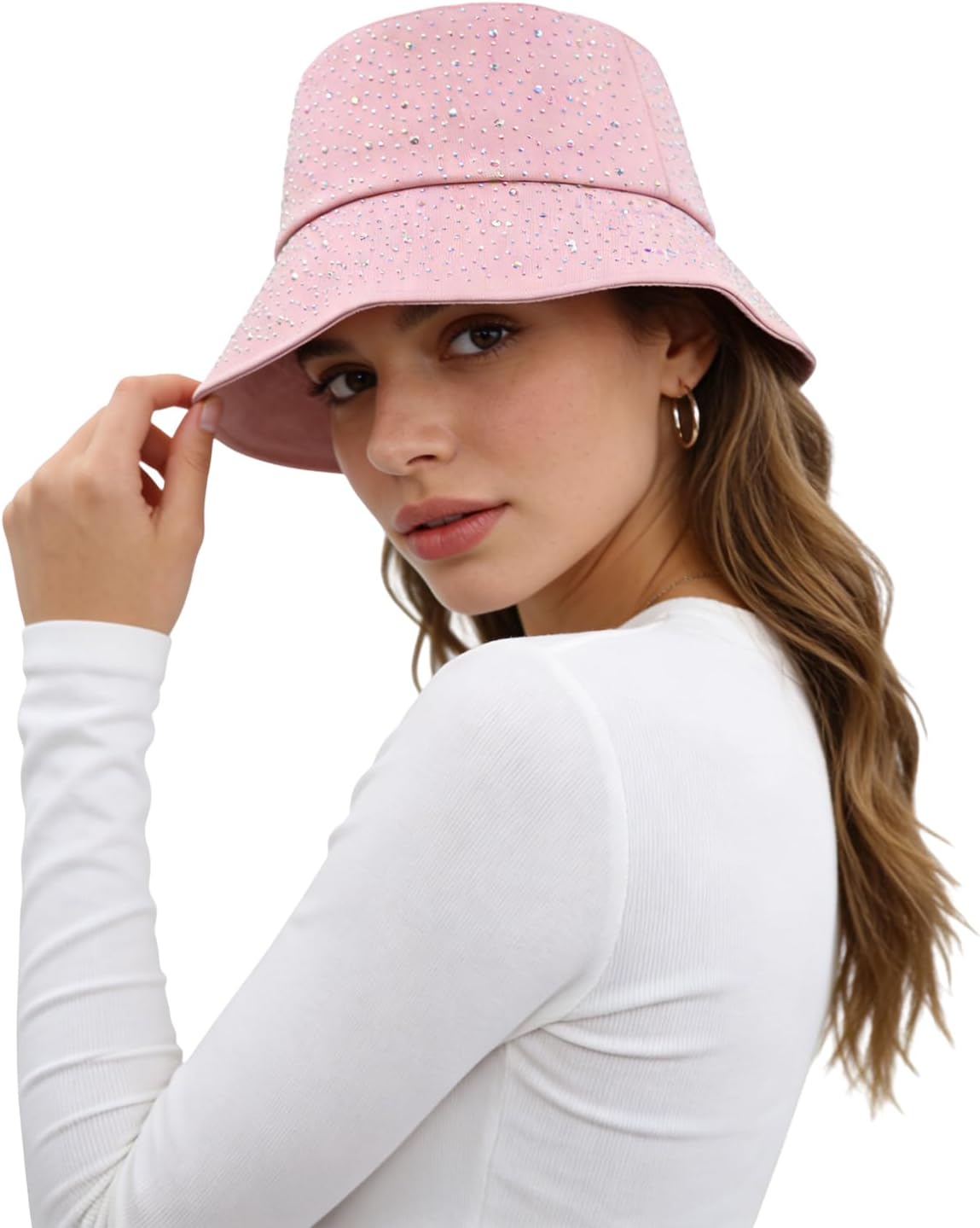 BOLLEY JOSS Sombrero de cubo brillante para mujer, sombrero de sol...