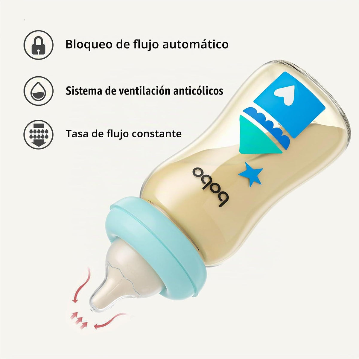 YOHKOH PPSU - Biberón de cuello ancho, biberón anticólicos para rec...