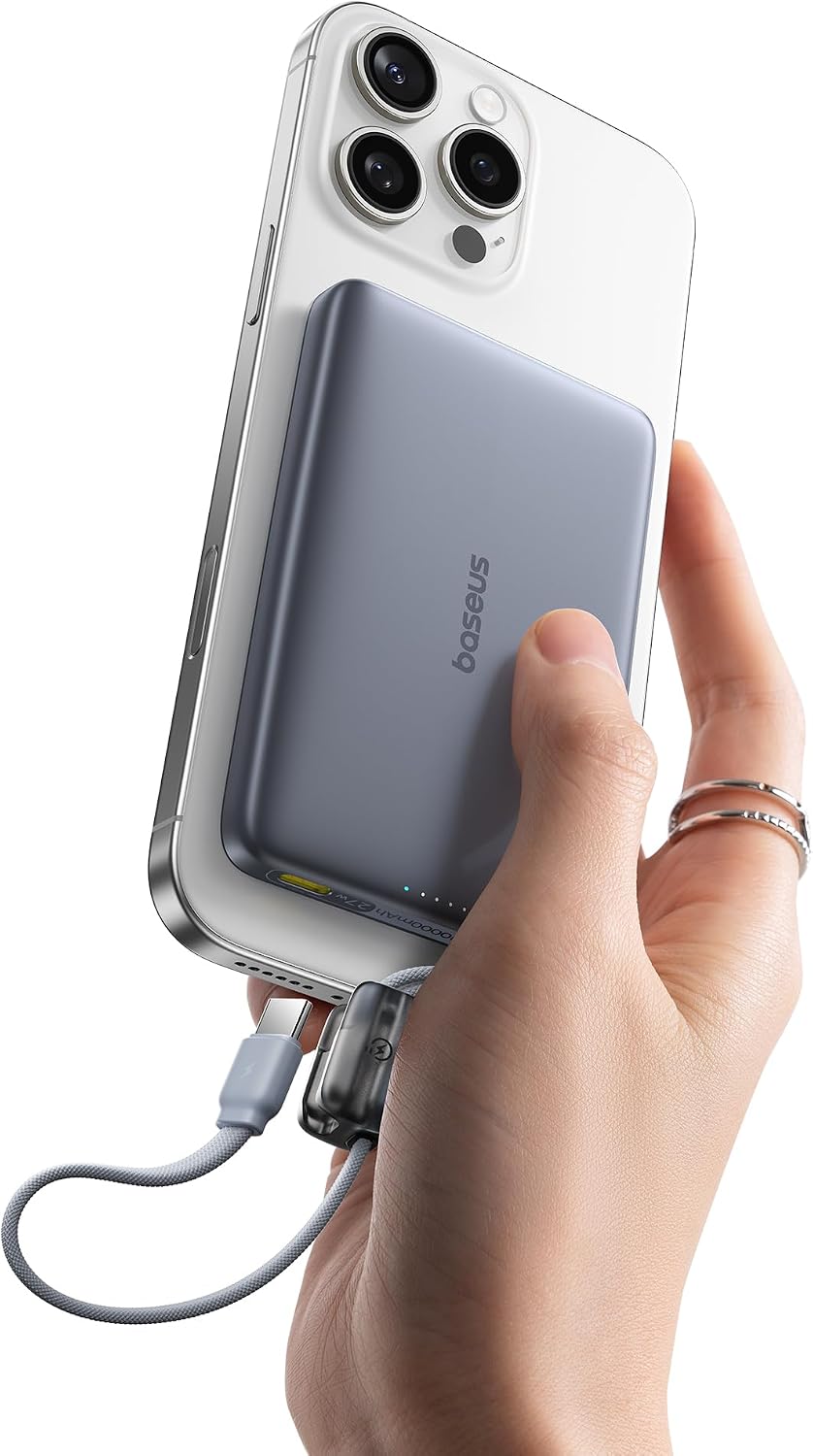 Baseus Picogo Qi2 - Cargador portátil Magsafe de 15 W, cargador por...
